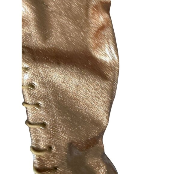 GOLD Glitter Platform Over the Knee Lace Up Boots Size US 7 - Picture 10 of 12